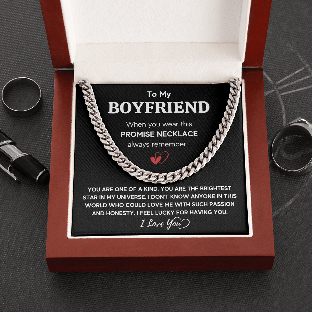 TO MY BOYFRIEND UNIVERSE CUBAN LINK CHAIN NECKLACE GIFT SET