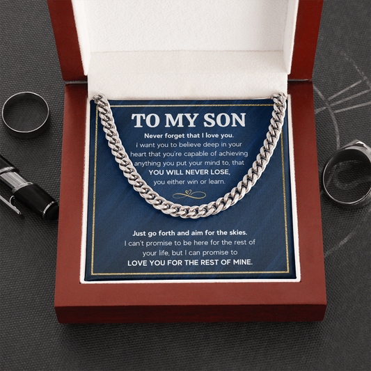 TO MY SON SKIES CUBAN LINK CHAIN NECKLACE GIFT SET