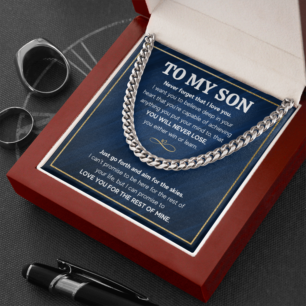 TO MY SON SKIES CUBAN LINK CHAIN NECKLACE GIFT SET