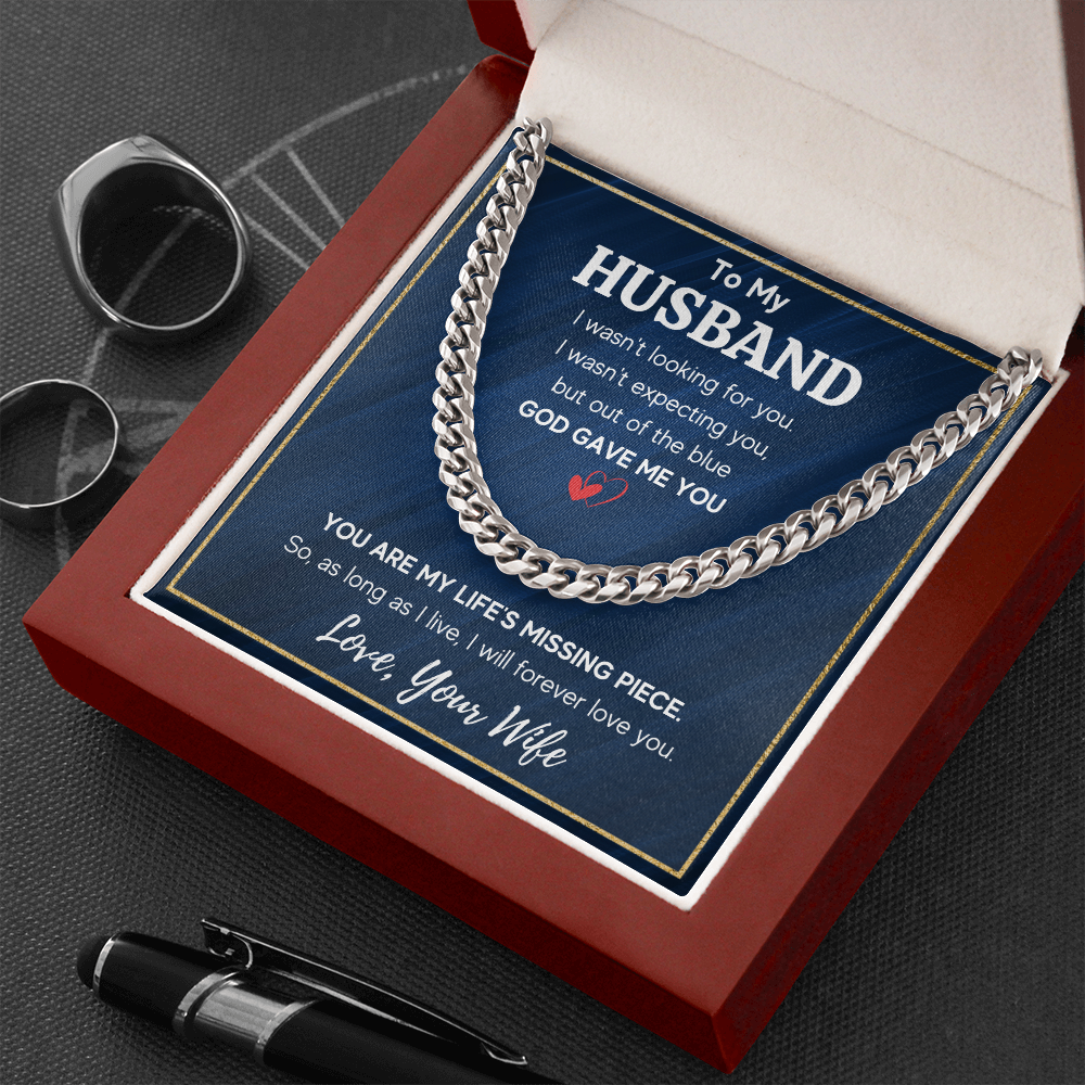 TO MY HUSBAND PIECE CUBAN LINK CHAIN NECKLACE GIFT SET