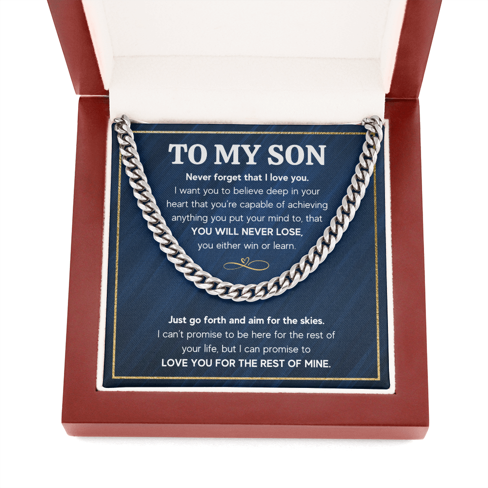 TO MY SON SKIES CUBAN LINK CHAIN NECKLACE GIFT SET