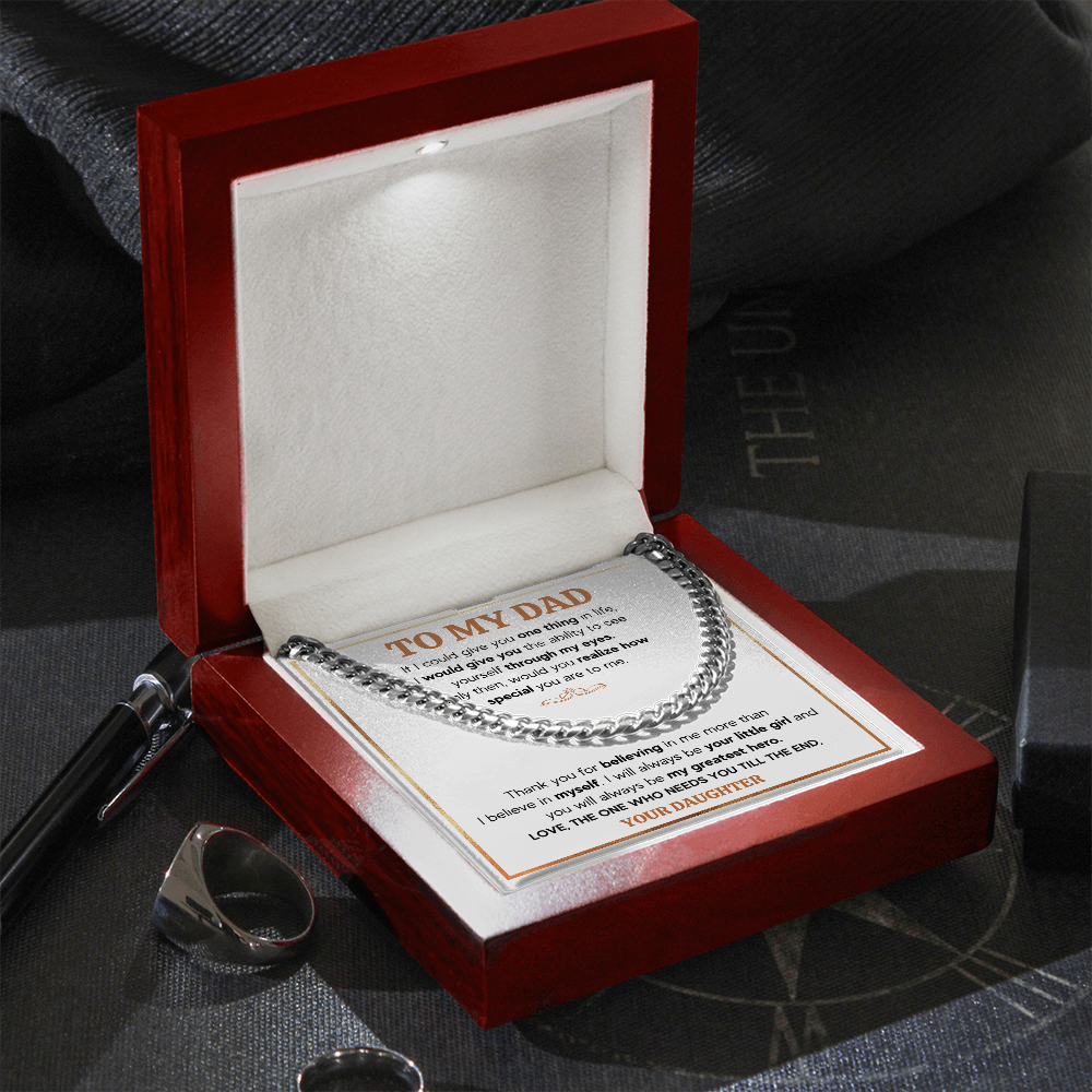 TO MY DAD TILL THE END CUBAN LINK CHAIN NECKLACE GIFT SET