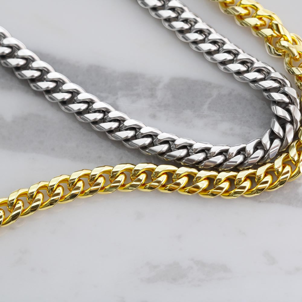 TO MY SON THIS OLD LION CUBAN LINK CHAIN NECKLACE GIFT SET