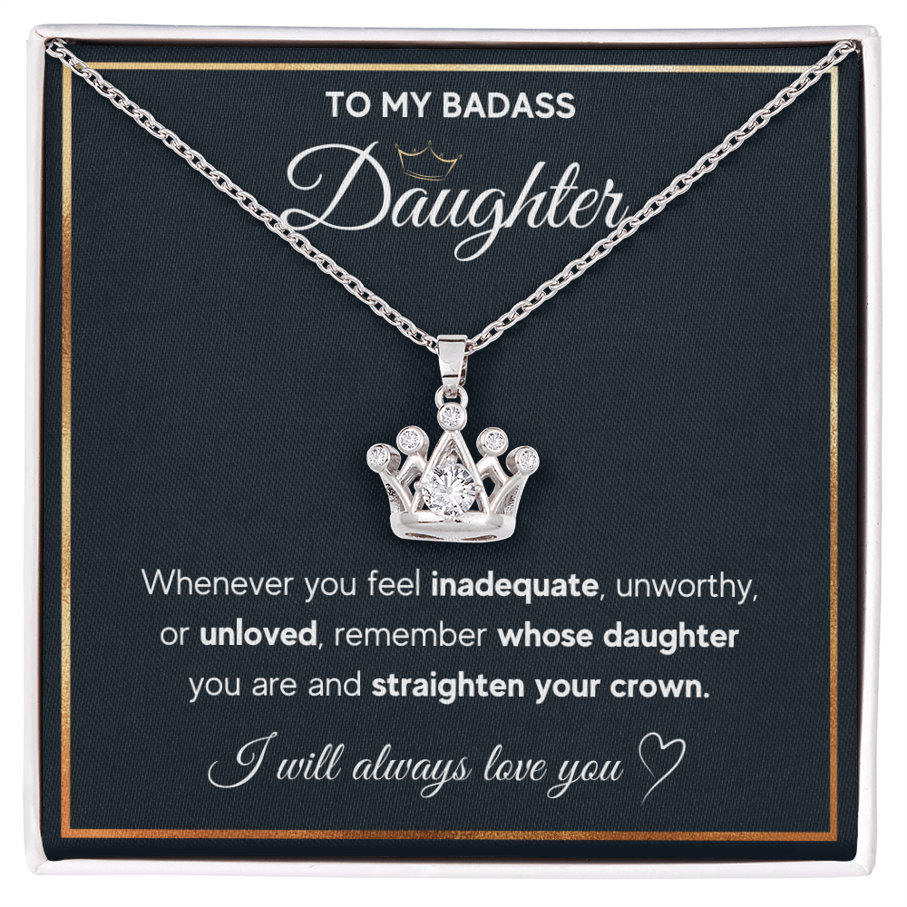 TO MY BADASS DAUGHTER CROWN NECKLACE GIFT SET