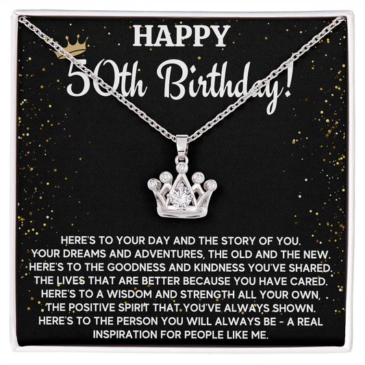50TH BIRTHDAY WISDOM CROWN NECKLACE GIFT SET