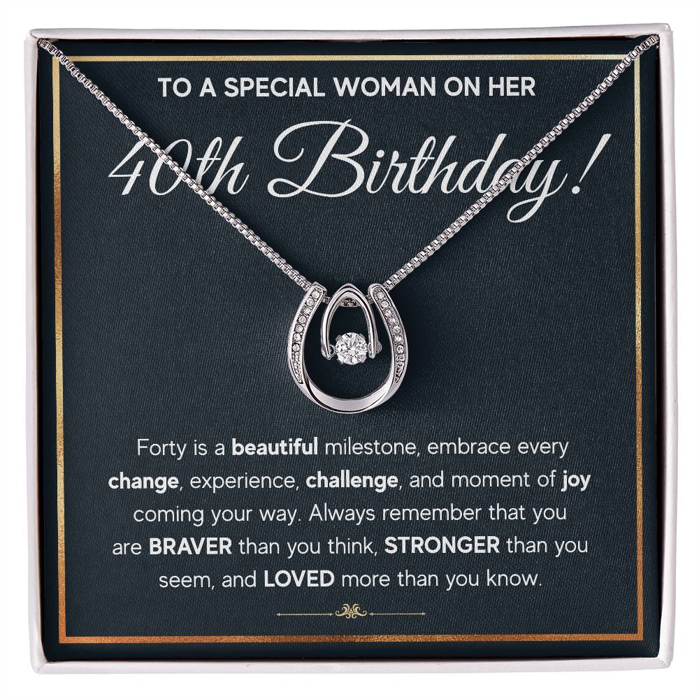 40TH BIRTHDAY MILESTONE LUCKY IN LOVE NECKLACE GIFT SET