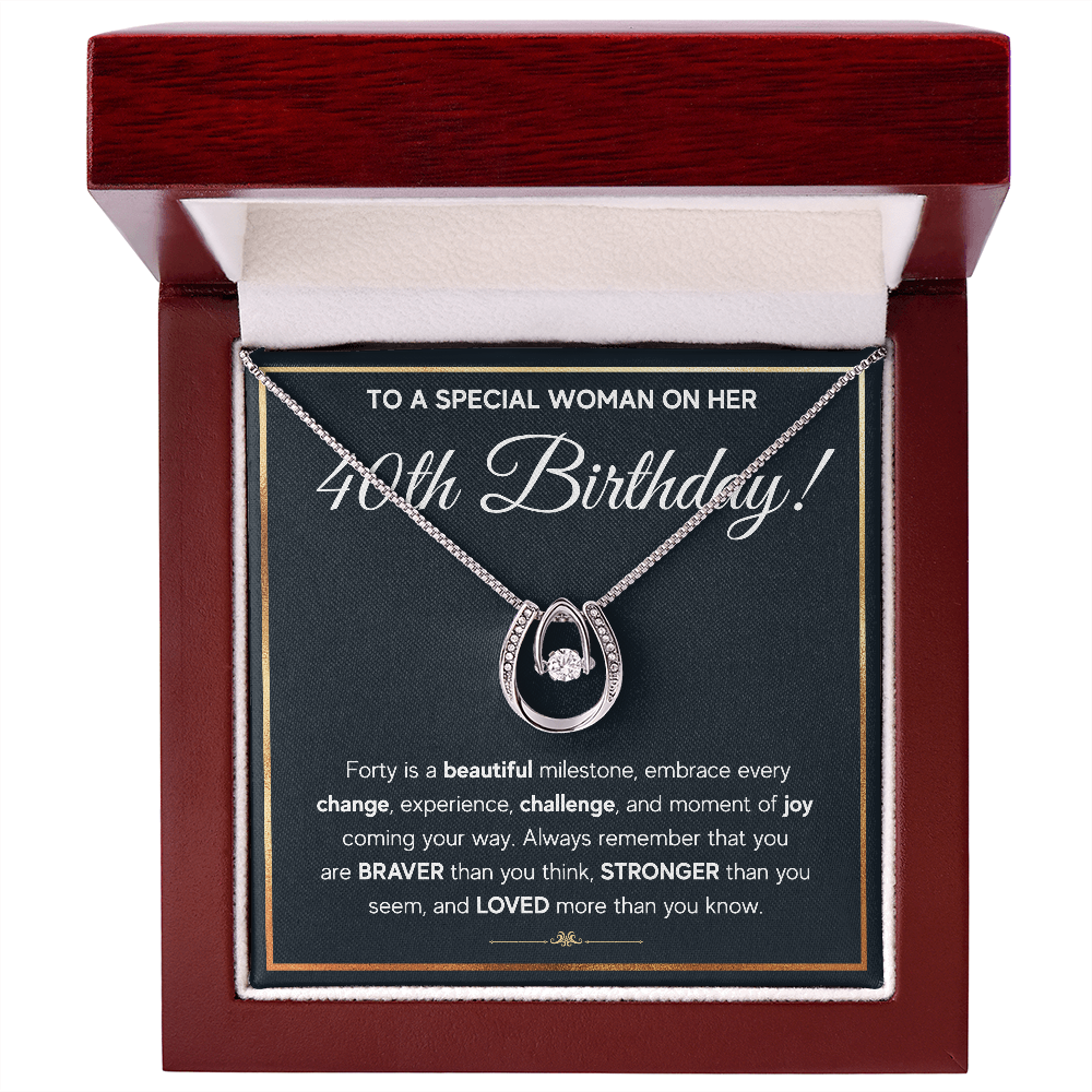 40TH BIRTHDAY MILESTONE LUCKY IN LOVE NECKLACE GIFT SET