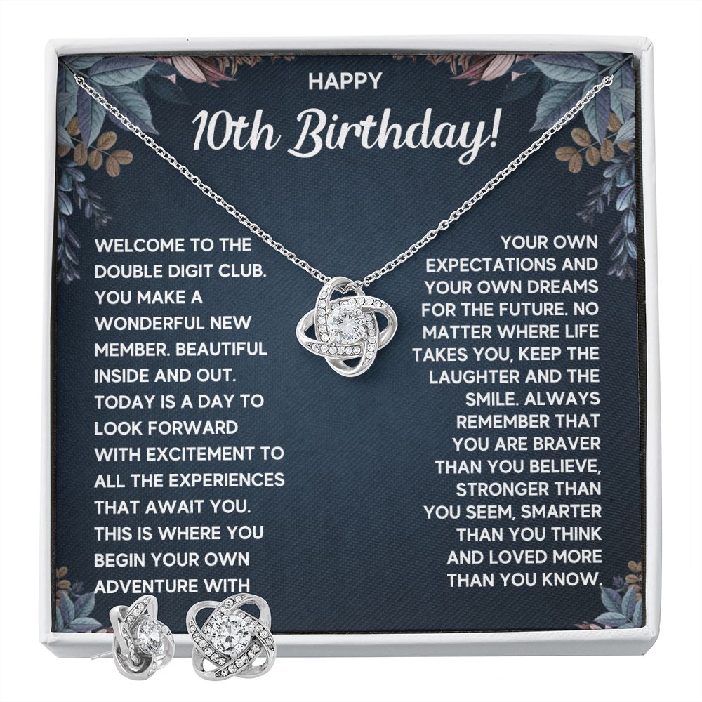 10 BIRTHDAY DREAMS LOVE KNOT NECKLACE AND EARRINGS SET