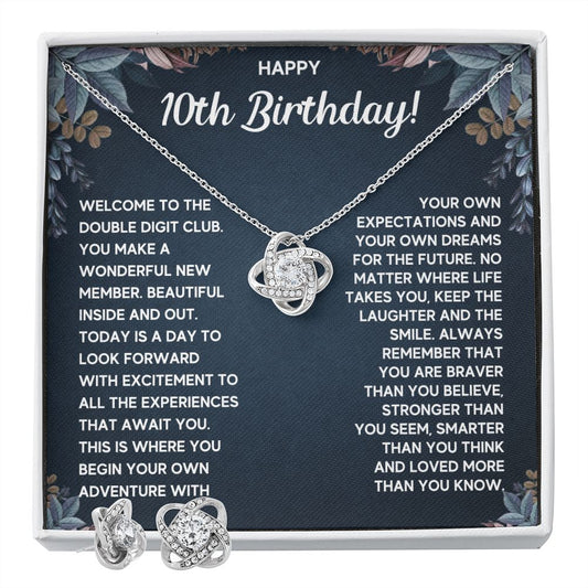10 BIRTHDAY DREAMS LOVE KNOT NECKLACE AND EARRINGS SET