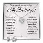60TH BIRTHDAY WISDOM LOVE KNOT NECKLACE AND EARRINGS SET