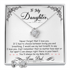 TO MY DAUGHTER BREATHING LOVE KNOT NECKLACE AND EARRINGS SET