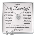 18TH BIRTHDAY STORM LOVE KNOT NECKLACE AND EARRINGS SET