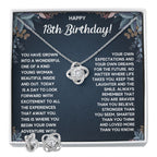 18TH BIRTHDAY DREAMS LOVE KNOT NECKLACE AND EARRINGS SET
