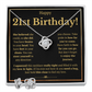 21ST BIRTHDAY SQUEEZED LOVE KNOT NECKLACE AND EARRINGS SET