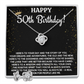 50TH BIRTHDAY WISDOM LOVE KNOT NECKLACE AND EARRINGS SET