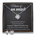 MAMA OF AN ANGEL LOVE KNOT NECKLACE AND EARRINGS GIFT SET