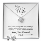 TO MY WIFE LAST EVERYTHING YELLOW LOVE KNOT NECKLACE AND EARRINGS SET