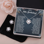 18TH BIRTHDAY DREAMS LOVE KNOT NECKLACE AND EARRINGS SET