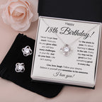 18TH BIRTHDAY STORM LOVE KNOT NECKLACE AND EARRINGS SET