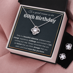 60TH BIRTHDAY MILESTONE LOVE KNOT NECKLACE AND EARRINGS SET