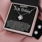 50TH BIRTHDAY WISDOM LOVE KNOT NECKLACE AND EARRINGS SET