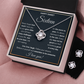 HAPPY SWEET SIXTEEN RAIN LOVE KNOT NECKLACE AND EARRINGS SET