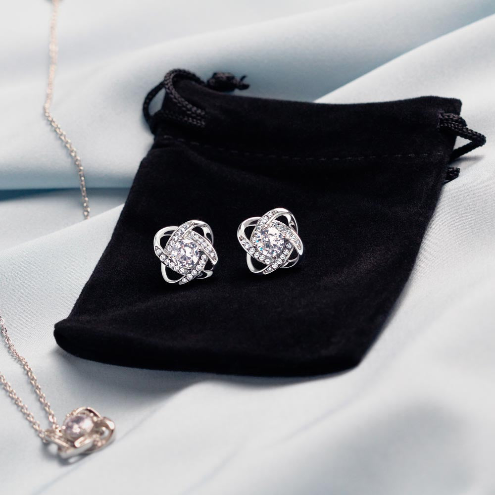 TO MY DAUGHTER PROUD LOVE KNOT NECKLACE AND EARRINGS SET