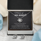 MAMA OF AN ANGEL LOVE KNOT NECKLACE AND EARRINGS GIFT SET