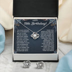 18TH BIRTHDAY DREAMS LOVE KNOT NECKLACE AND EARRINGS SET