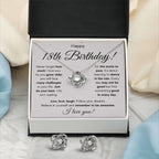 18TH BIRTHDAY STORM LOVE KNOT NECKLACE AND EARRINGS SET