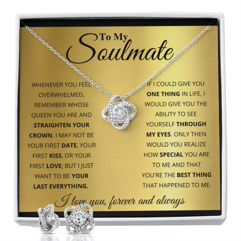 SOULMATE GOLD LOVE KNOT NECKLACE AND EARRINGS SET