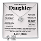 TO MY BEAUTIFUL DAUGHTER LOVE KNOT NECKLACE AND EARRINGS SET