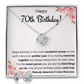 70TH BIRTHDAY MEMORIES LOVE KNOT NECKLACE AND EARRINGS SET