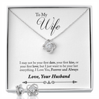 TO MY WIFE LAST EVERYTHING YELLOW LOVE KNOT NECKLACE AND EARRINGS SET