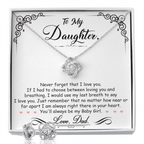 TO MY DAUGHTER BREATHING LOVE KNOT NECKLACE AND EARRINGS SET