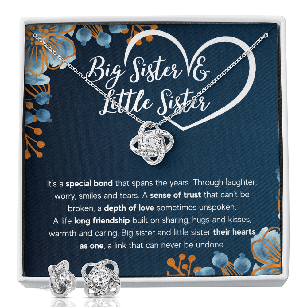 TO MY SISTER BOND LOVE KNOT NECKLACE AND EARRINGS SET