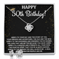 50TH BIRTHDAY WISDOM LOVE KNOT NECKLACE AND EARRINGS SET