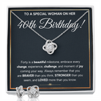 40TH BIRTHDAY MILESTONE LOVE KNOT NECKLACE AND EARRINGS SET