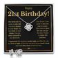 21ST BIRTHDAY SQUEEZED LOVE KNOT NECKLACE AND EARRINGS SET