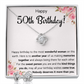 50TH BIRTHDAY MEMORIES LOVE KNOT NECKLACE AND EARRINGS SET