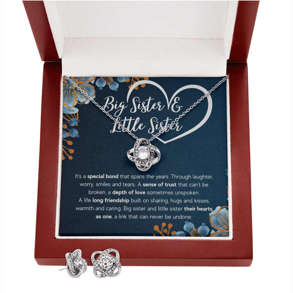 TO MY SISTER BOND LOVE KNOT NECKLACE AND EARRINGS