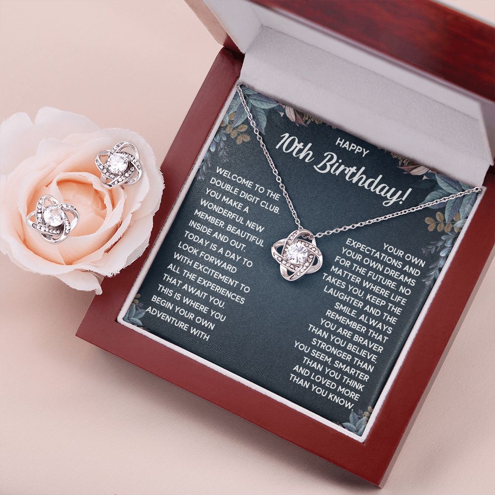 10 BIRTHDAY DREAMS LOVE KNOT NECKLACE AND EARRINGS SET