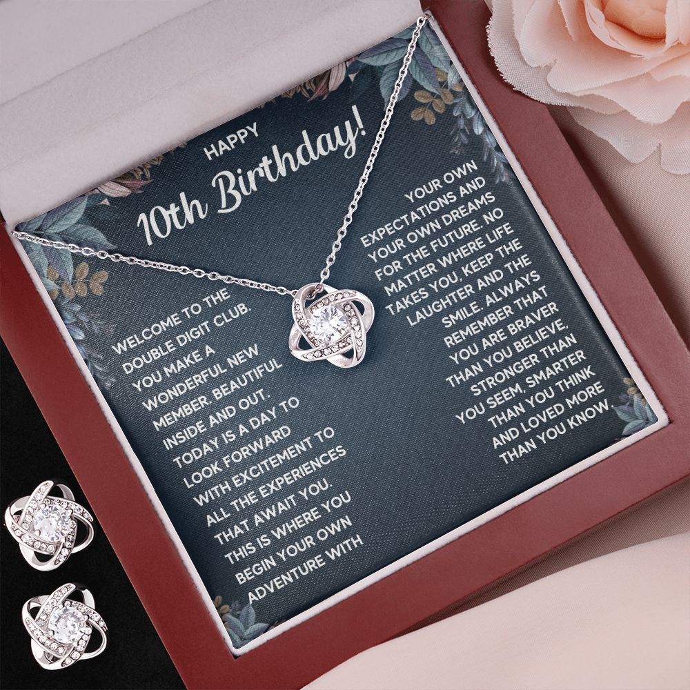 10 BIRTHDAY DREAMS LOVE KNOT NECKLACE AND EARRINGS SET