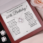 60TH BIRTHDAY WISDOM LOVE KNOT NECKLACE AND EARRINGS SET