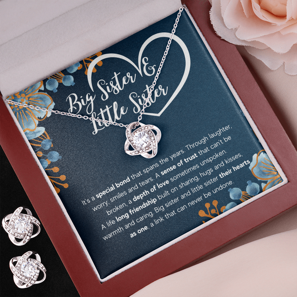 TO MY SISTER BOND LOVE KNOT NECKLACE AND EARRINGS SET