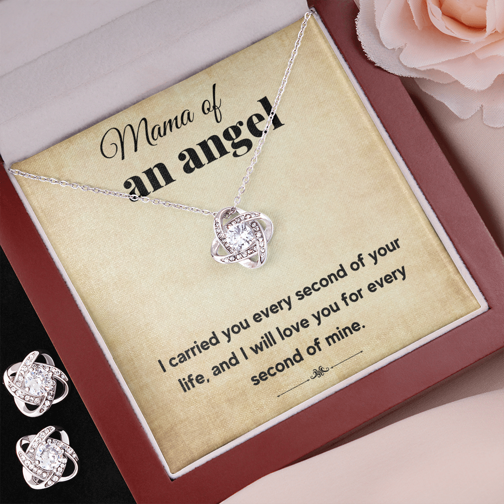 MAMA OF AN ANGEL LOVE KNOT NECKLACE AND EARRINGS