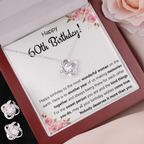 60TH BIRTHDAY MEMORIES LOVE KNOT NECKLACE AND EARRINGS SET