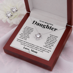 TO MY BEAUTIFUL DAUGHTER SQUEEZED LOVE KNOT NECKLACE AND EARRINGS