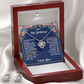 HAPPY 15TH BIRTHDAY WRAPPED LOVE KNOT NECKLACE AND EARRINGS SET