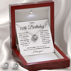 18TH BIRTHDAY STORM LOVE KNOT NECKLACE AND EARRINGS SET